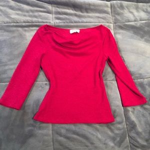 Red scoop neck blouse